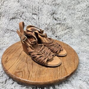 Korkease Strappy Boho Pepper Sandals Women 8 Brown High Heel Gladiator Sandals
